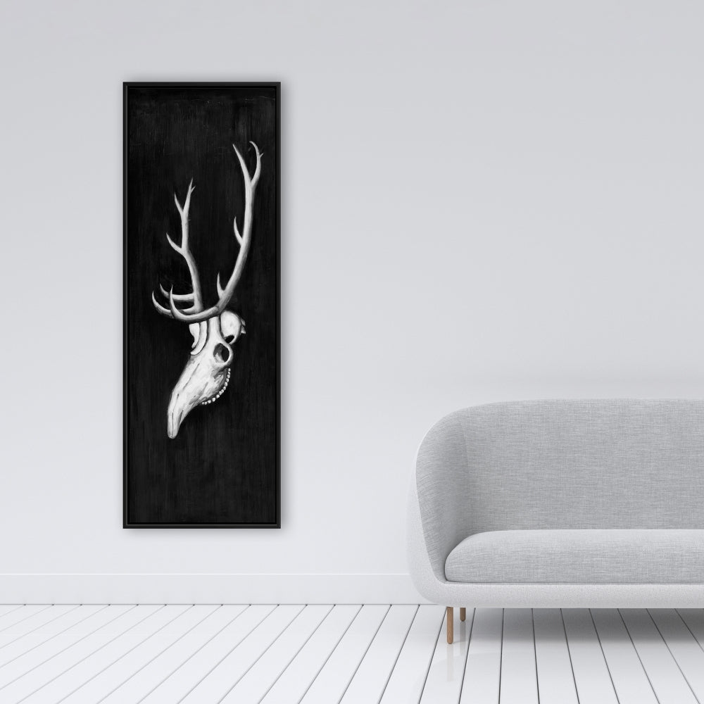 Deer Skull in the Dark Monochrome Canvas | Living Room Decor