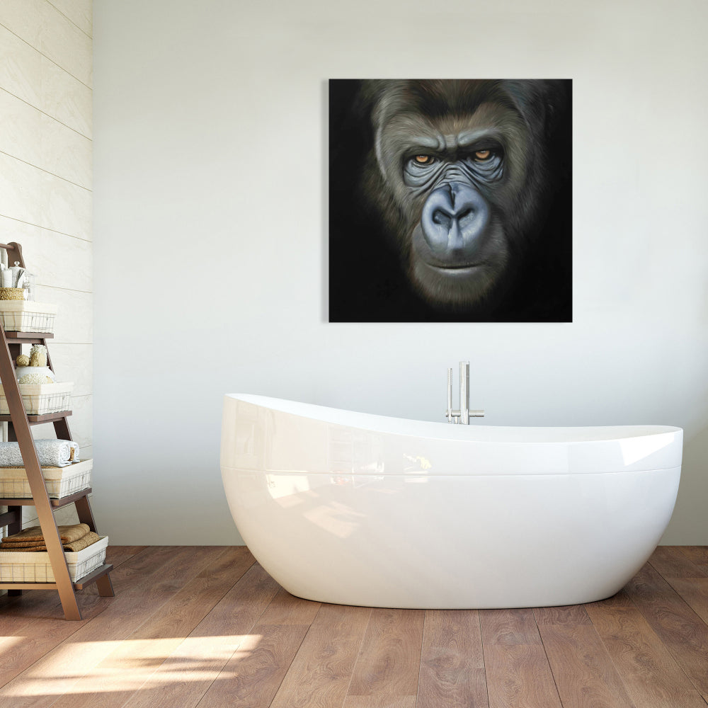 Brown Gorilla Face Canvas - African Wildlife Home Decor