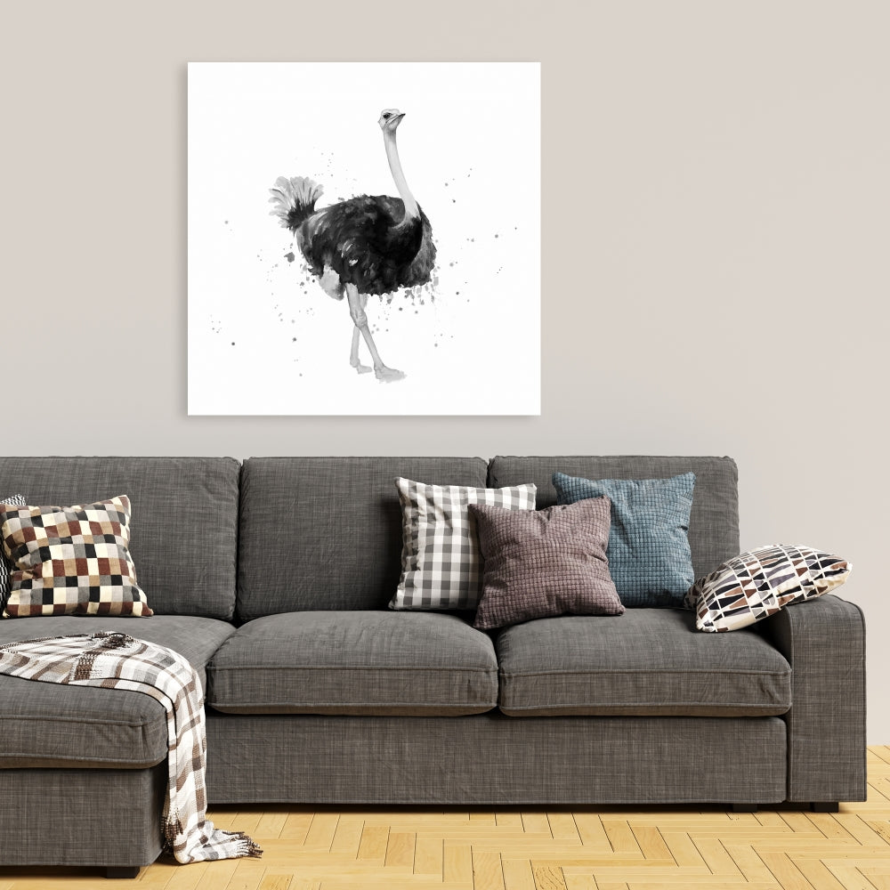 Proud Ostrich Canvas | Exotic Bird Bedroom Wall Art Decor