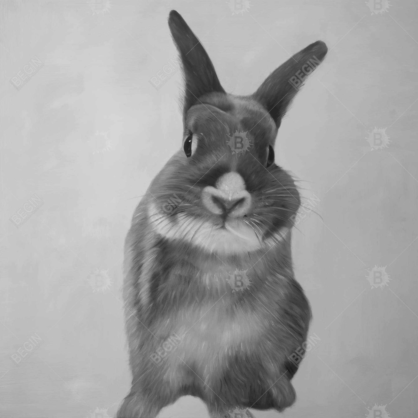 Funny Gray Rabbit Canvas - White Bedroom Decor for Animal Lovers