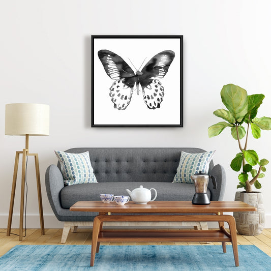 Toile encadrée minimaliste Papillon noir | Décoration d'intérieur