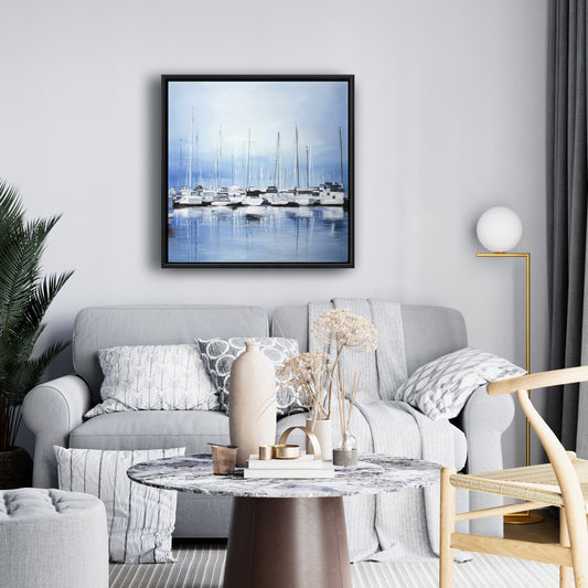 Boats at the Dock Canvas | Boat Blue Marine Home Decor