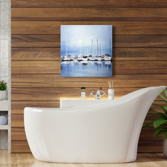 Boats at the Dock Blue Canvas - Boat Bedroom Home Decor