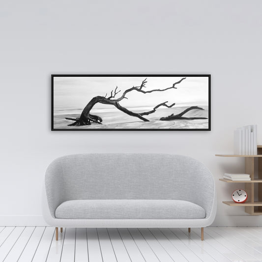 Monochrome Coastal Gray Framed Canvas - Dead Tree Home Decor