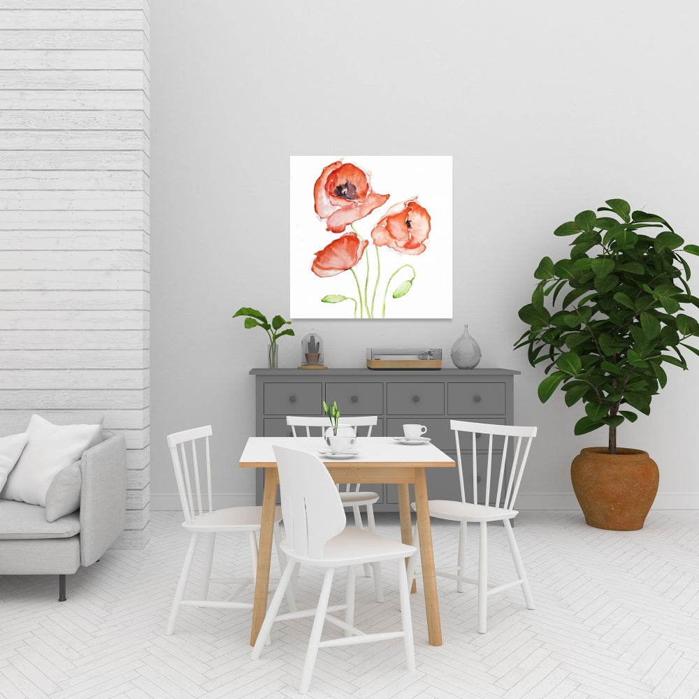 Watercolor Poppies Botanical Bedroom Canvas | Home Decor Art