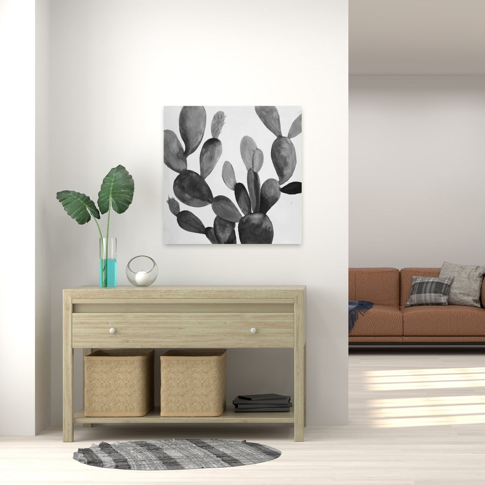 Grayscale Cactus Exotic Bedroom Floral Canvas | Home Decor