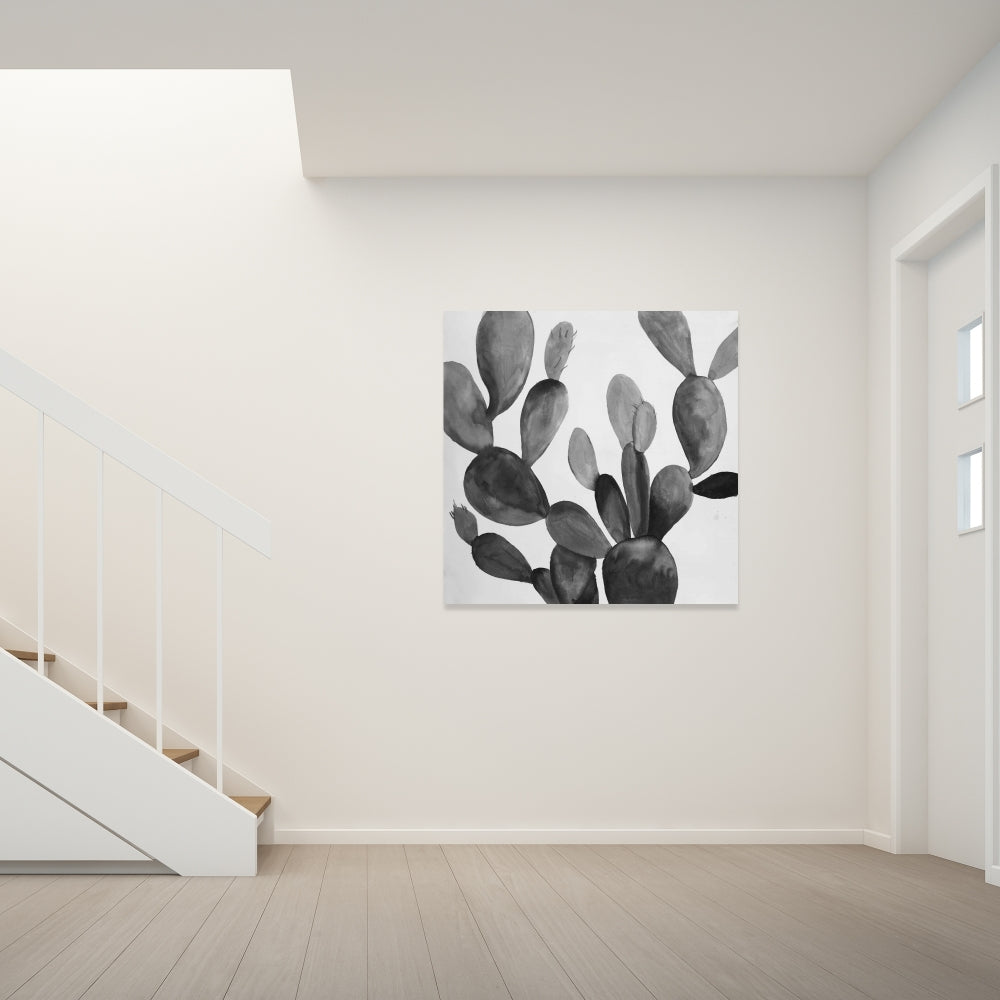 Grayscale Cactus Exotic Bedroom Floral Canvas | Home Decor
