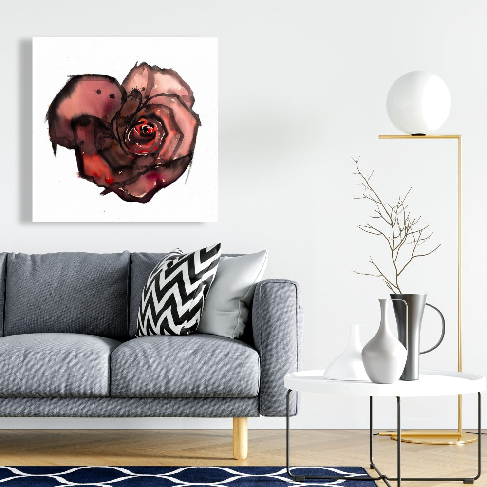 Dark Rose Botanical Canvas | Romantic Floral Home Decor