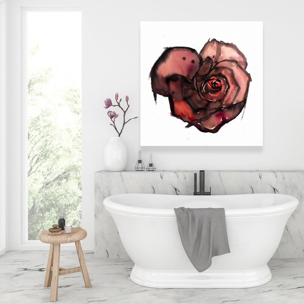 Dark Rose Botanical Canvas | Romantic Floral Home Decor