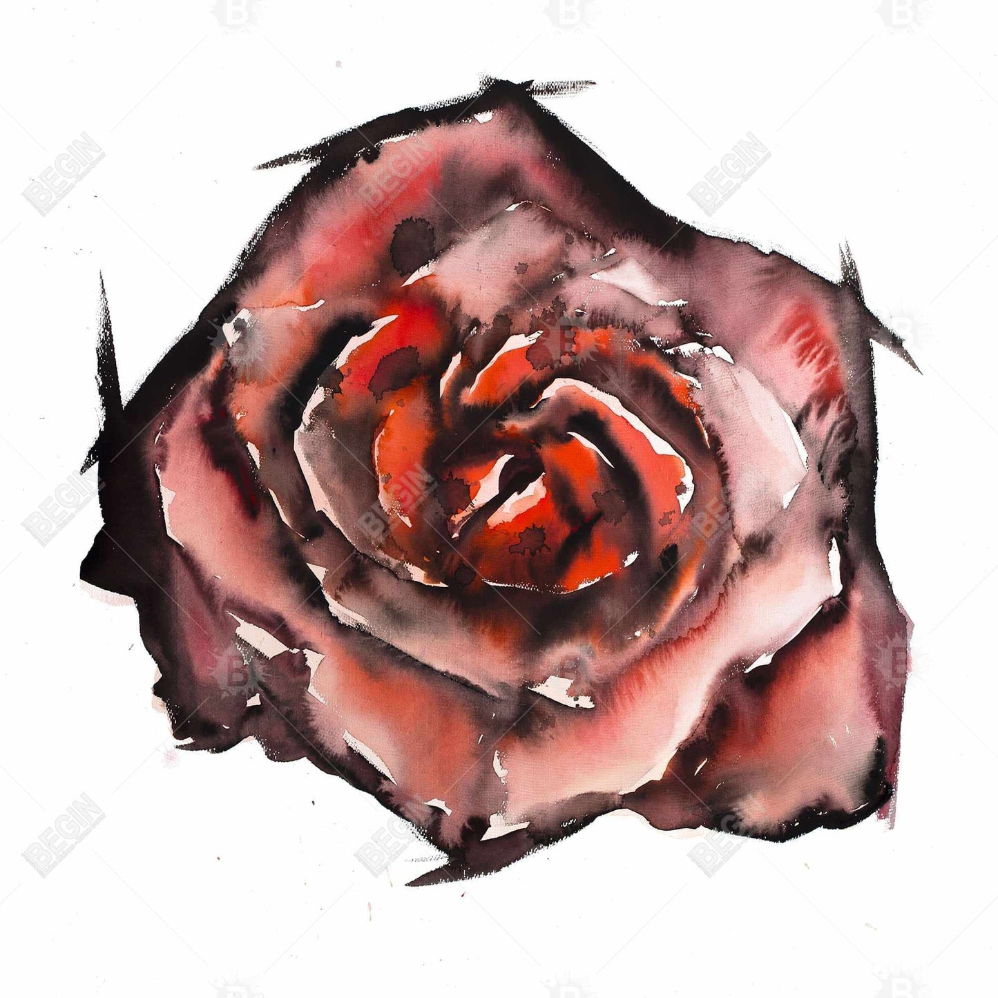 Watercolor Rose Canvas | Modern Red Framed Bedroom Decor