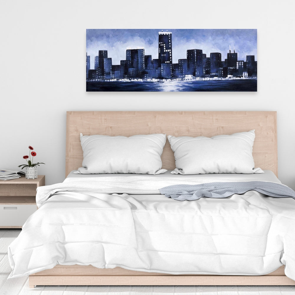 Marine Blue City Canvas - Urban Home Decor Wall Art