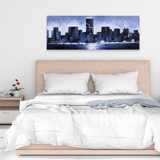 Marine Blue City Canvas - Urban Home Decor Wall Art