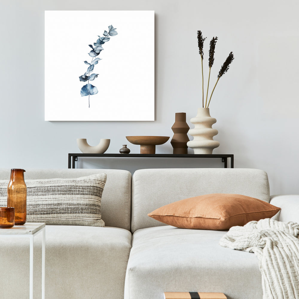 Eucalyptus Blue Leaves Canvas - Minimalist Botanical Decor
