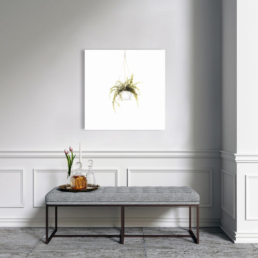 Toile grise « Fern Hanging » : Décoration minimaliste pour chambre à coucher