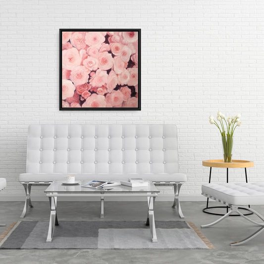 Toile Champ de fleurs roses | Décoration botanique romantique pour la maison