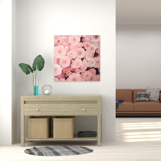 Toile botanique de fleurs roses | Décoration murale