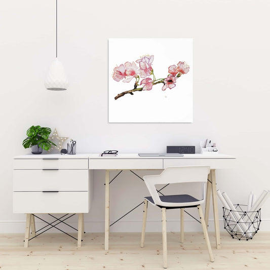 Toile de cerisier en fleurs - Décoration murale asiatique florale rose