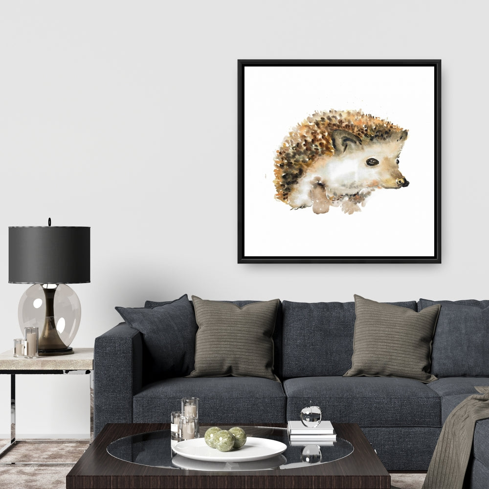Toile aquarelle Hérisson | Décoration d'intérieur Animaux Marrons