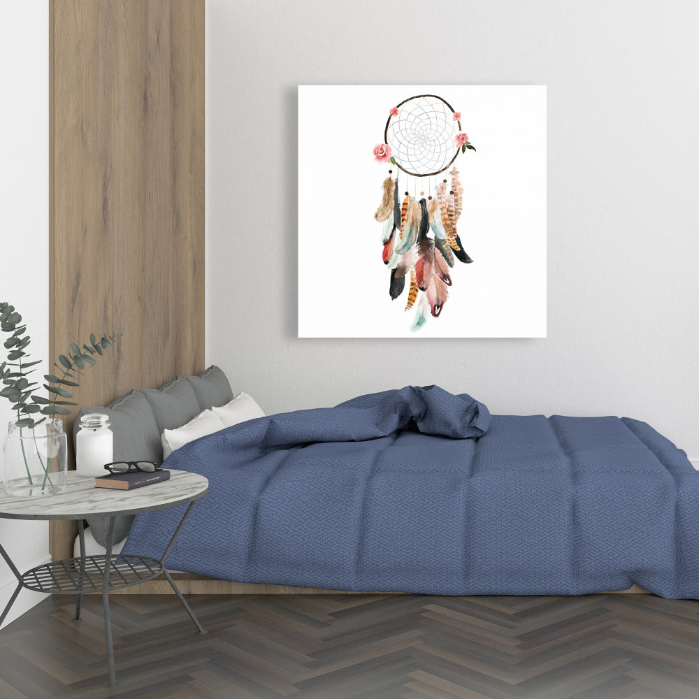 Bohemian Dream Catcher Canvas | Floral Botanical Home Decor