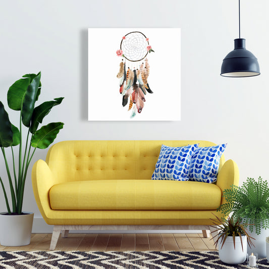 Bohemian Dream Catcher Canvas | Floral Botanical Home Decor