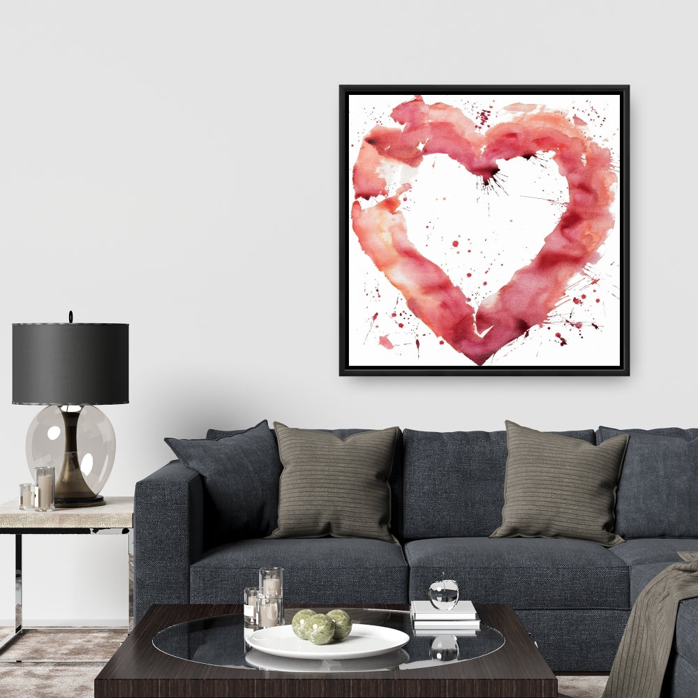 Pink Romantic Watercolor Heart Canvas | Home Decor Art