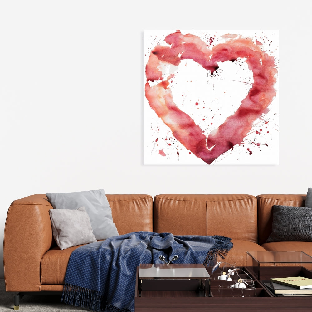 Watercolor Abstract Heart Canvas | Romantic Home Decor Art