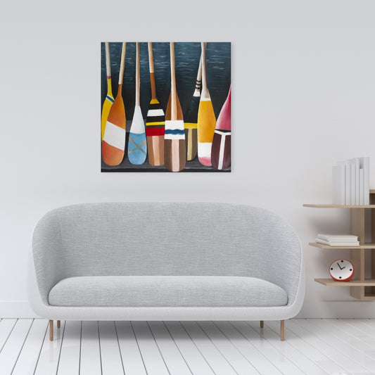 Colorful Paddles Canvas - Bathroom Hobbies Home Decor