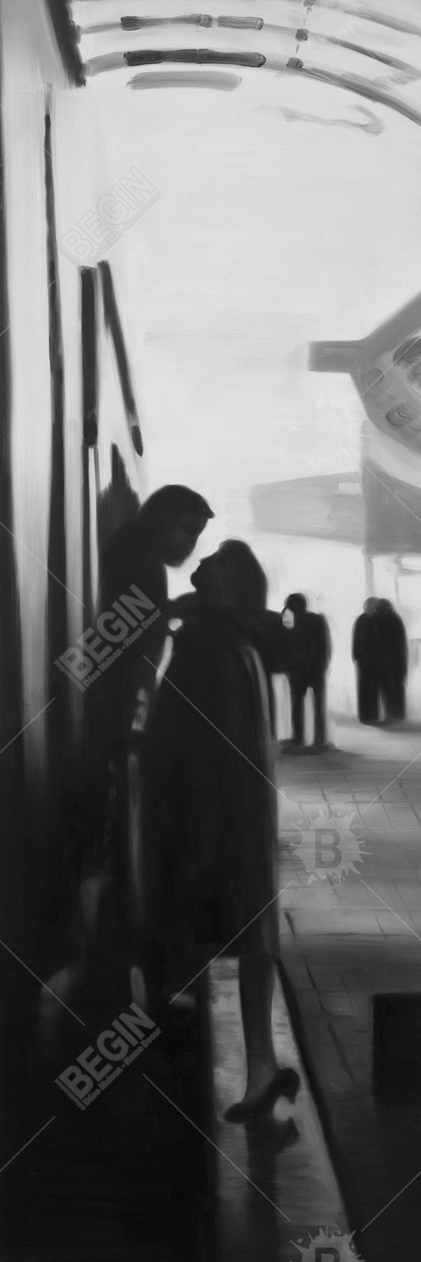 Couple at the Train Station Canvas - Woman Figurative Decor