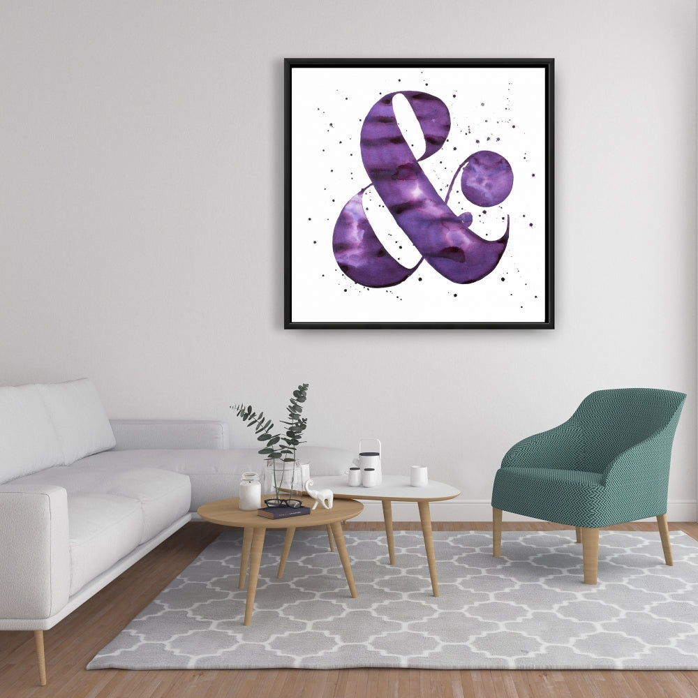Toile « Formes violettes » avec esperluette | Décoration encadrée avec symboles typographiques