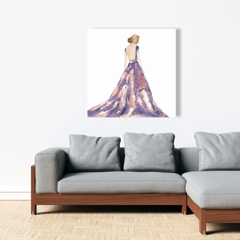 Purple Prom Dress Canvas | Romantic Fashion Home Decor Art