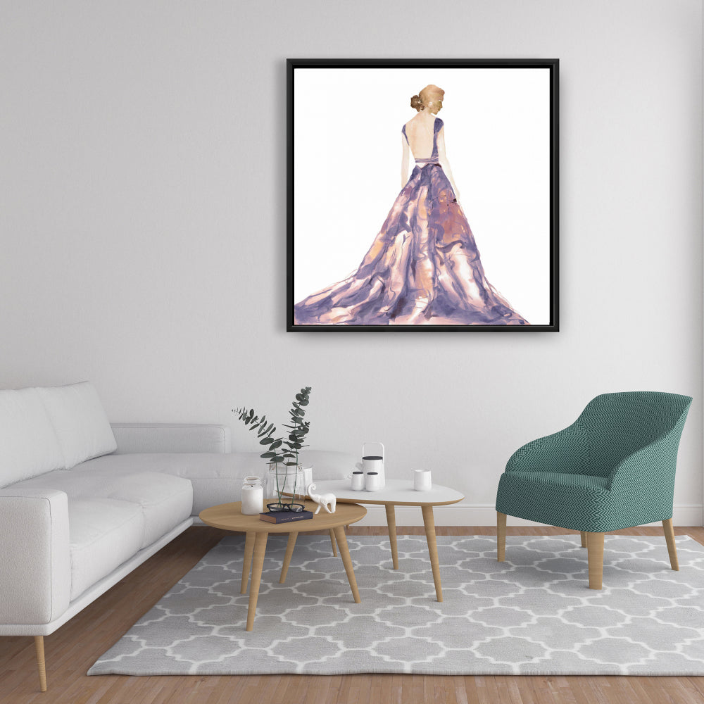Robe de bal violette sur toile | Décoration murale