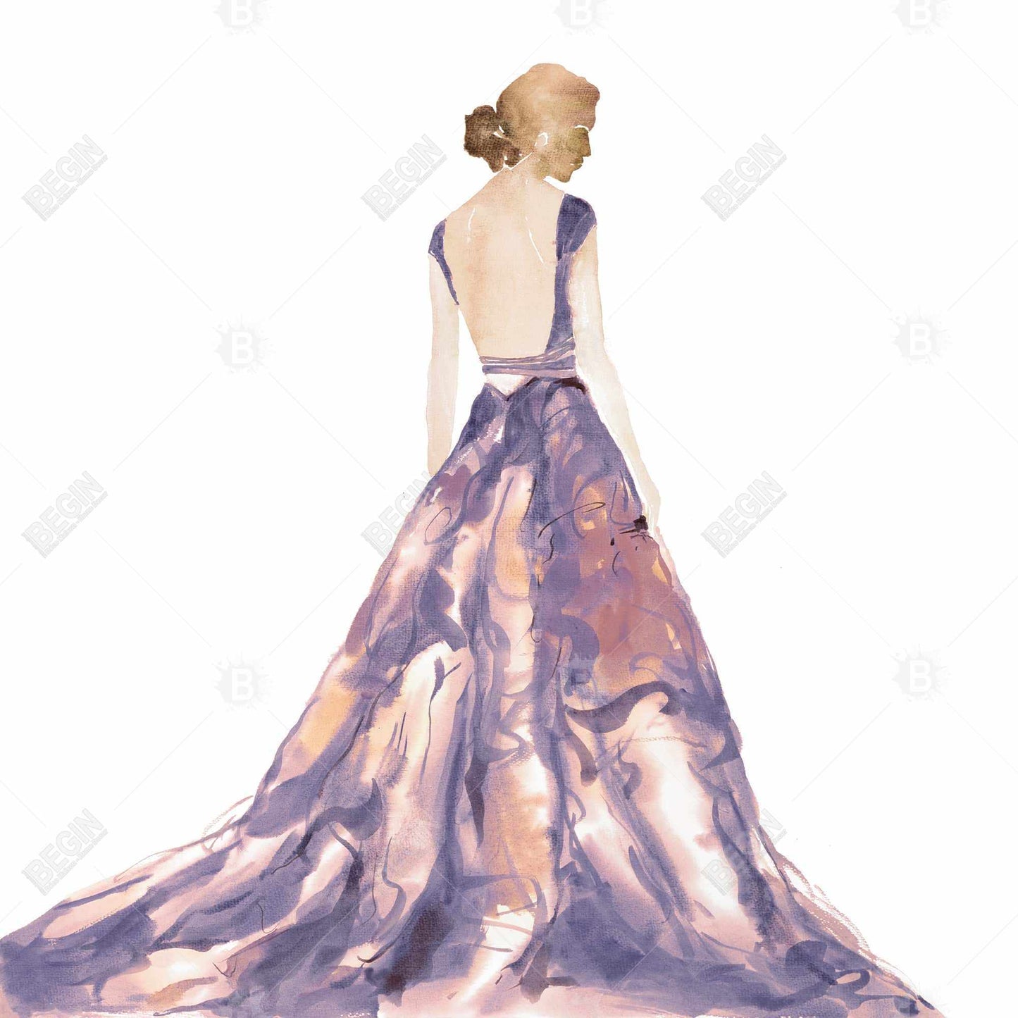 Purple Prom Dress Canvas | Romantic Fashion Home Decor Art