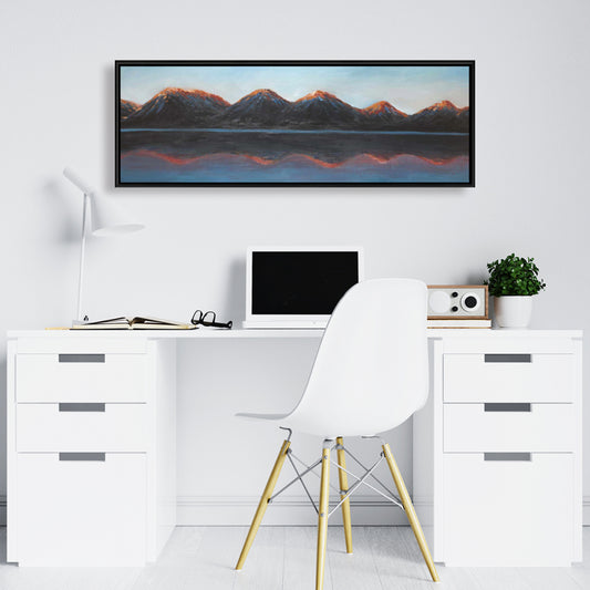 Mountains and Calm Lake Framed Canvas | Bedroom Decor Art