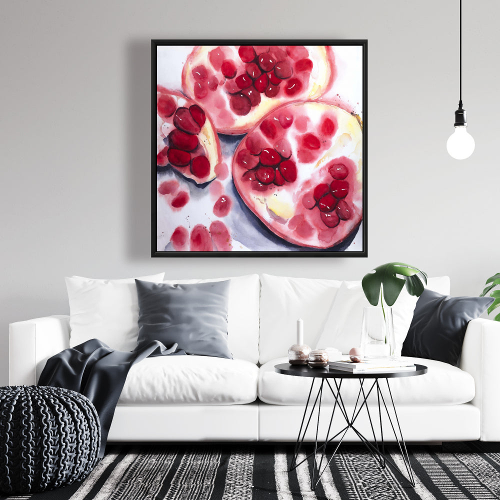 Toile encadrée « Morceaux de grenade » | Décoration de cuisine