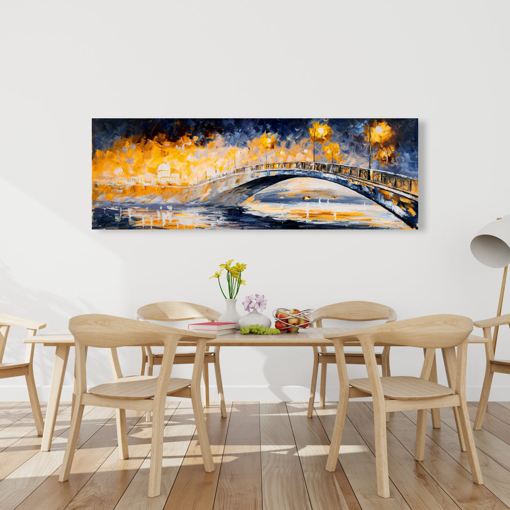Blue Bridge Bedroom Canvas - Bridge in the Moonlight Decor