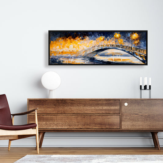 Bridge in the Moonlight Canvas | Contemporary Cities Wall Art