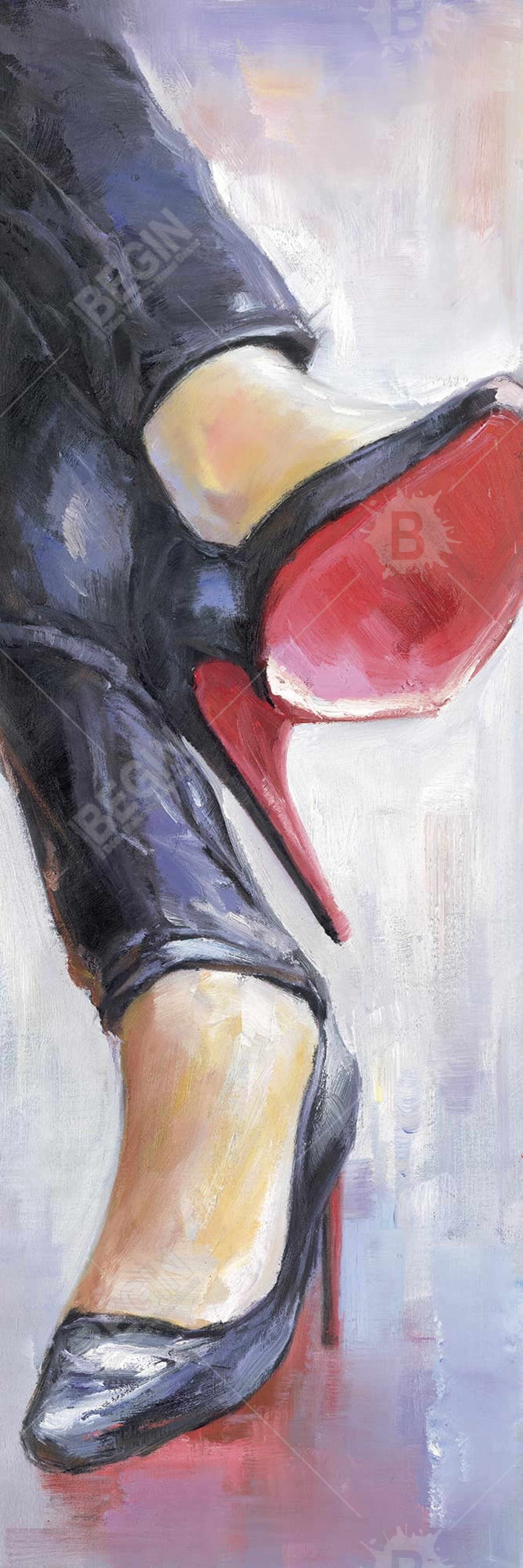 Crossed Legs & High Heels Canvas - Fashion Bedroom Shoes Decor