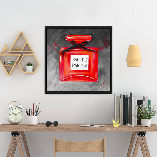 Perfume Red Bottle Canvas - Romantic Home Decor Beauty Fashion