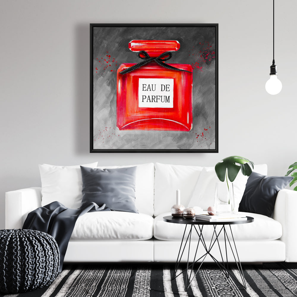 Perfume Red Bottle Canvas - Romantic Home Decor Beauty Fashion