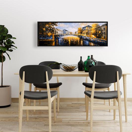 Bridge by a Sunny Day Canvas | Blue Frame Home Decor Art