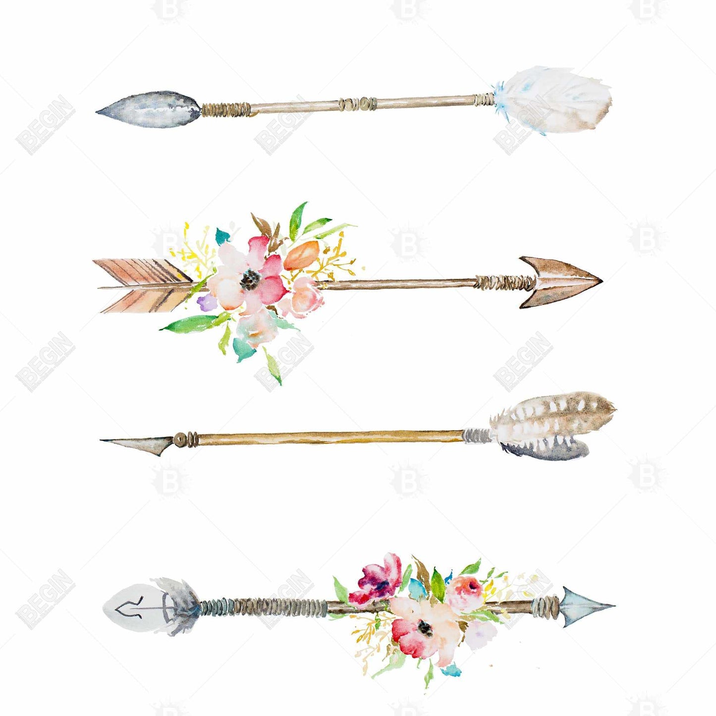 Bohemian Floral Canvas - Flèches et fleurs Home Decor Art
