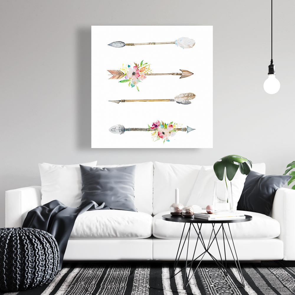 Bohemian Floral Canvas - Flèches et fleurs Home Decor Art