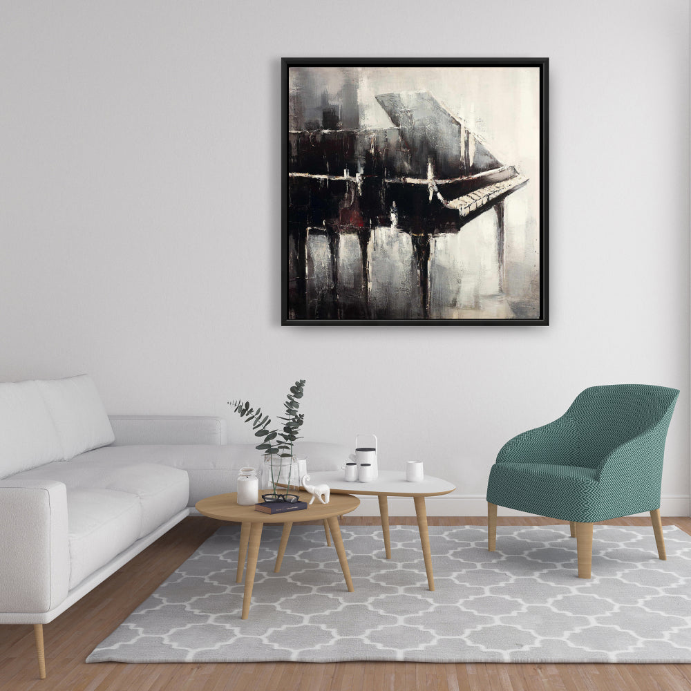 Toile de piano de style industriel - Décoration d'intérieur encadrée marron