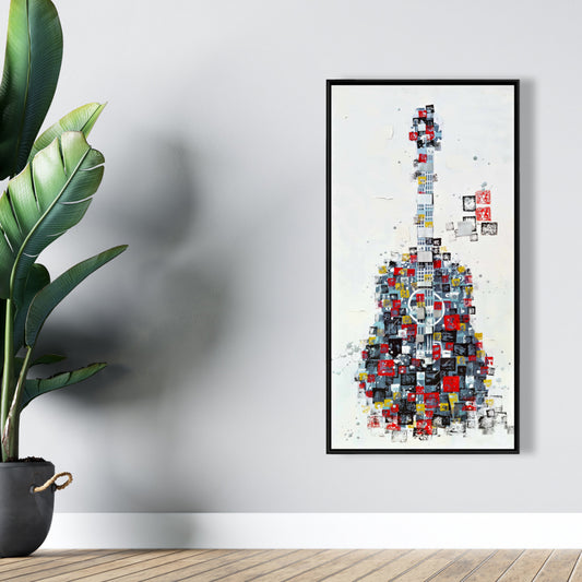 Toile de guitare géométrique abstraite | Décoration de chambre contemporaine
