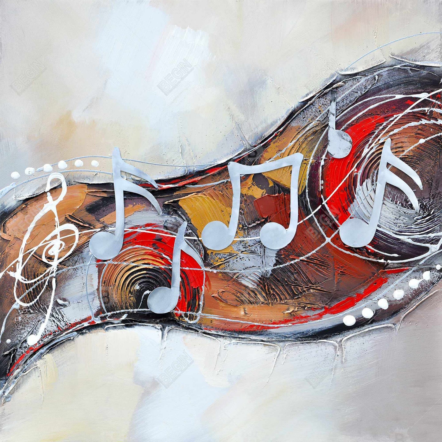 Toile « Sérénade abstraite » | Décoration murale encadrée musicale grise