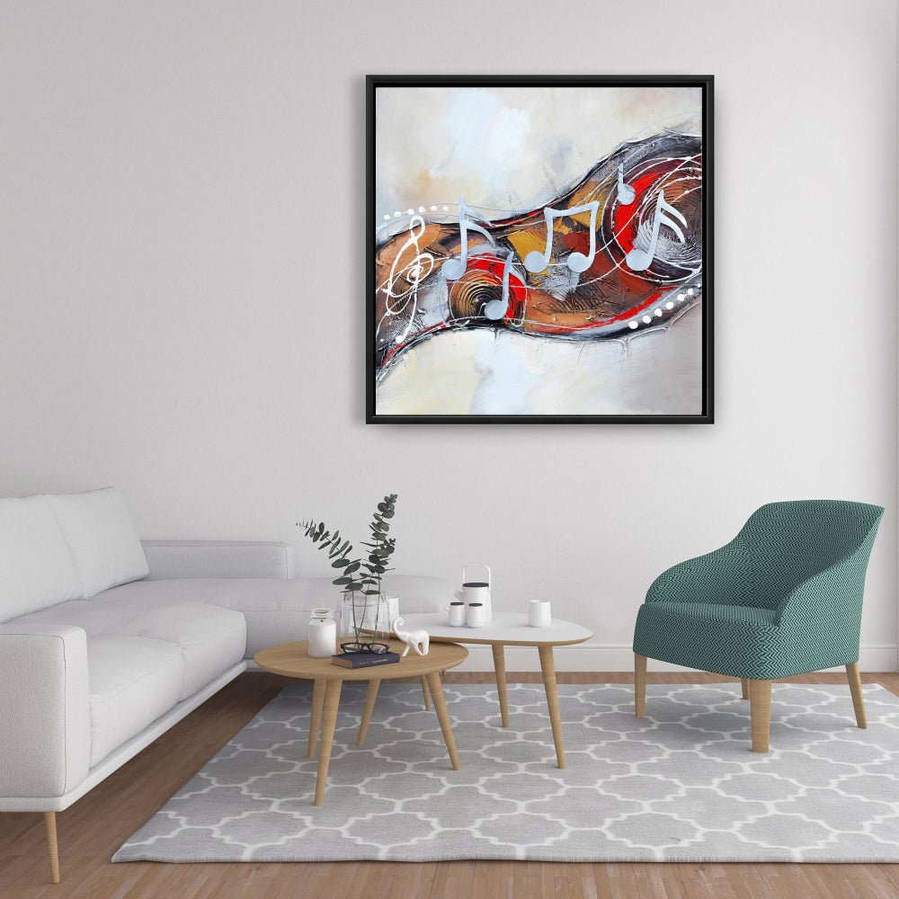 Toile « Sérénade abstraite » | Décoration murale encadrée musicale grise