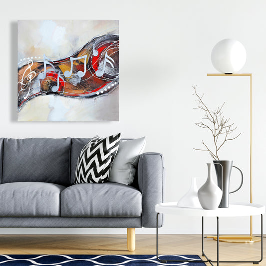 Toile « Sérénade abstraite » | Décoration de chambre contemporaine grise