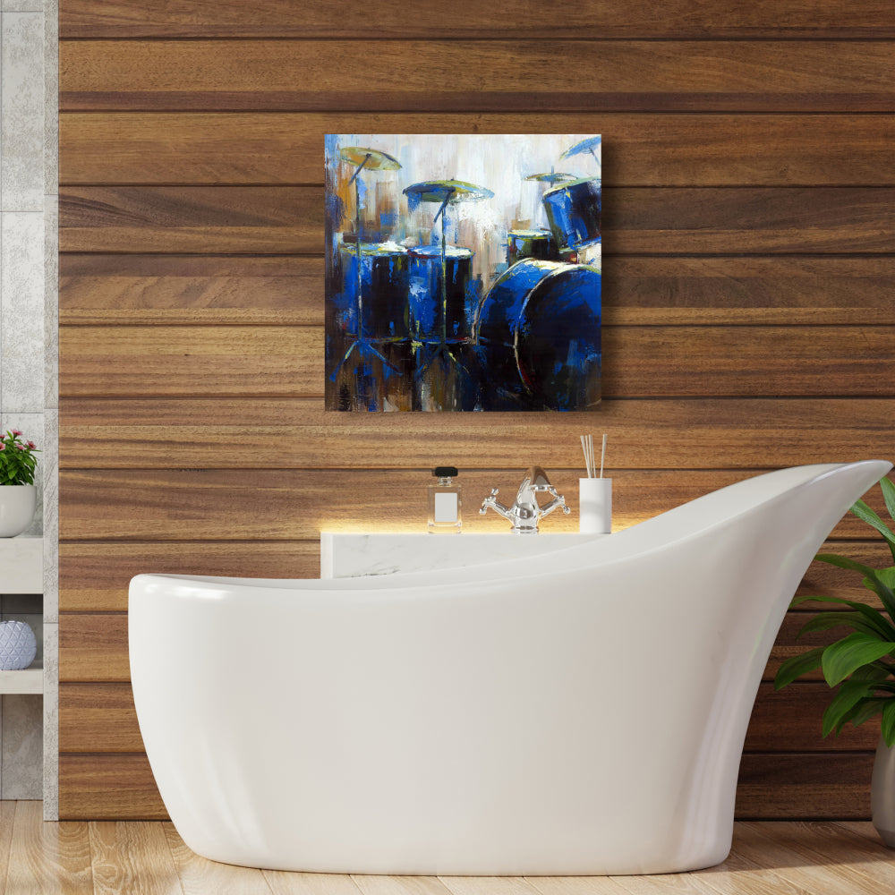 Industrial Blue Musical Canvas - Abstract Drums Home Decor