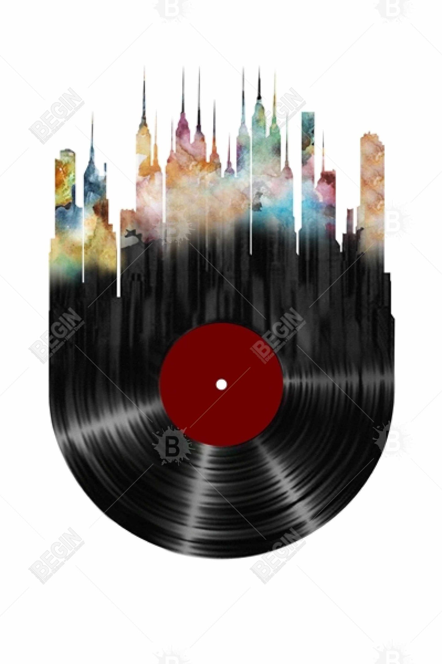 Modern Blue Magnetic Stick Canvas - Abstract City Vinyl Art
