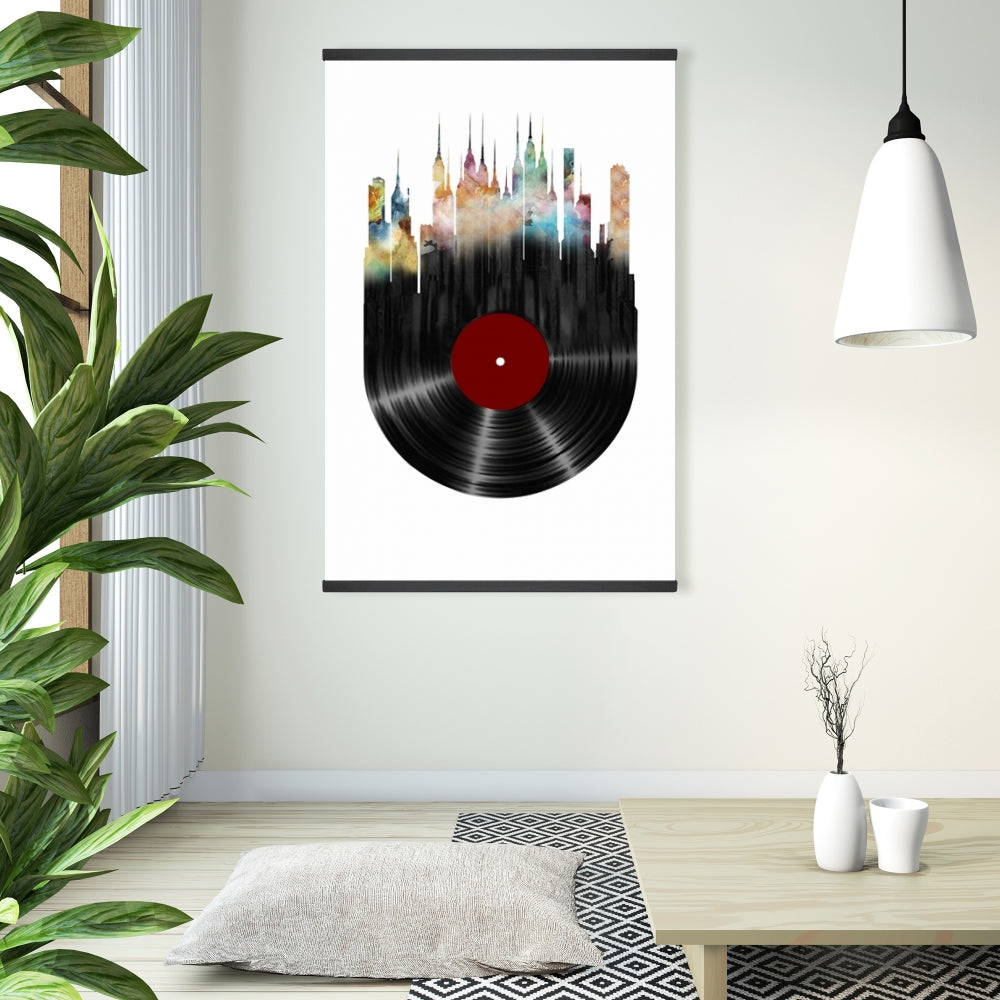 Modern Blue Magnetic Stick Canvas - Abstract City Vinyl Art